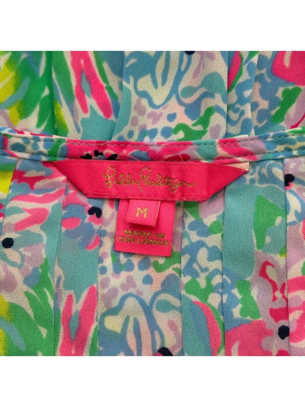 Lilly Pulitzer Womens Size M Marilina Tunic Top Floral Tassels Blue Green Pink - Picture 5 of 7